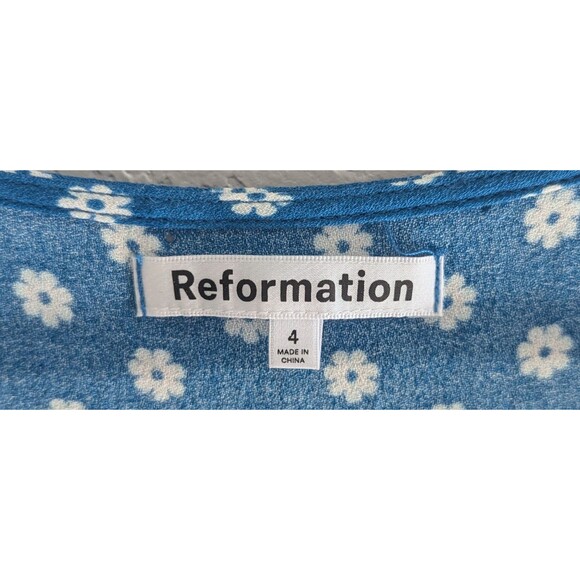 Reformation Rilynn Dress Women's Size 4 Jimmy Blue Daisy Floral Print Mini Dress - Picture 2 of 6